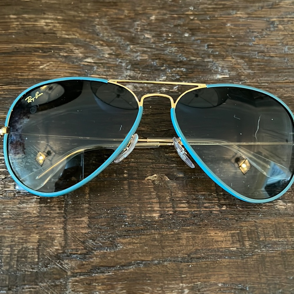 Ray Ban aviators with green trim